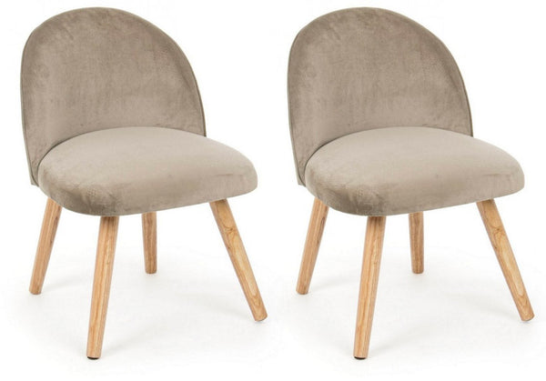 sconto Set 2 Poltroncine 47x57x76 cm Adeline in Velluto Tortora