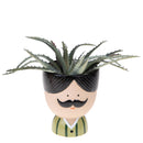 Set 2 Vasi Testa con Baffi Ø 12,5 H 14 cm