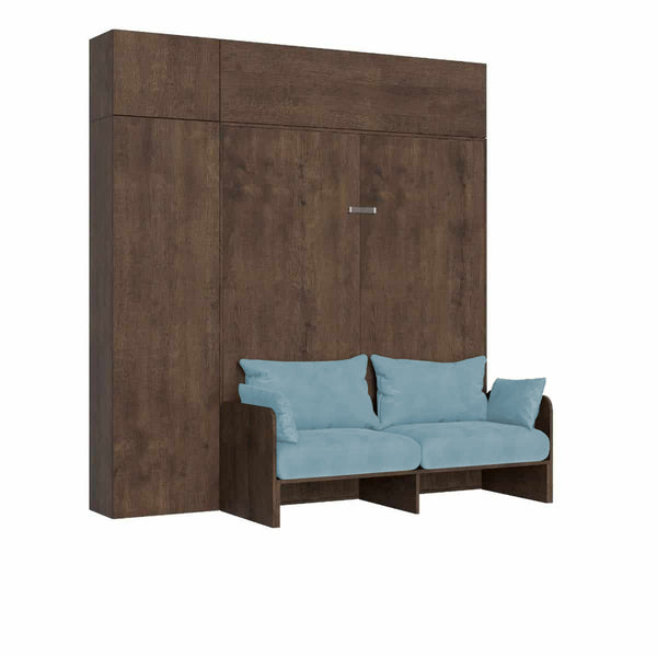 Letto Matrimoniale A Scomparsa 160 Kentaro Con Divano E Mobili Noce e Azzurro online