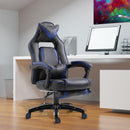 Sedia da Gaming con Rotelle in Similpelle Blu e Nero 