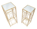 Porta Telefono Bubbles Coppia 35x35x90-30x30x80 cm in Ferro e Specchio Oro e Argento
