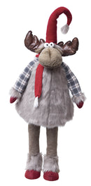 Pupazzo Renna H170 cm con Pelliccia e Cappello Rosso