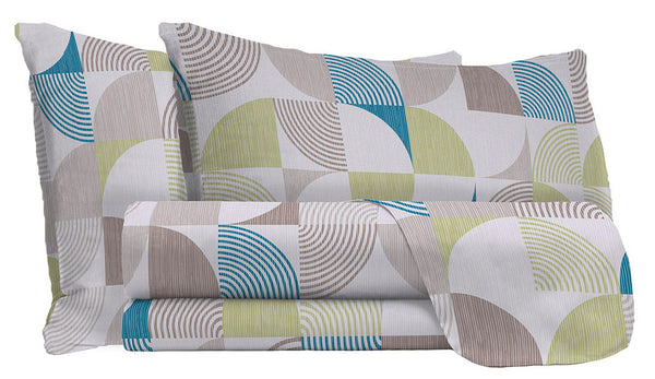 Set Lenzuola Matrimoniale con Stampa Sopra Sotto e Federe in Cotone Athena Giudi Tortora online