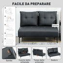 Divano 2 Posti Design Moderno 115x73x83 cm Senza Braccioli e Trapuntato in Finta Pelle Nero  