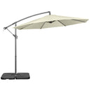 Ombrellone Decentrato Ø292x247 cm con Base a Croce Riempibile e Copertura Beige   