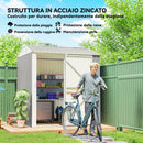 Casetta Box da Giardino 209x177x236 cm Superficie da 3,51m² con Prese d'Aria e Porta Bloccabile in Acciaio Argento      