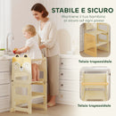 Torre Montessoriana per Bambini 2-5 Anni 57x39x93 cm con Lavagna e Tavolino Color Legno      