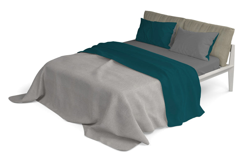 Set Lenzuola Sopra Sotto e Federe Doubleface Verde Petrolio\/Fumo Varie Misure