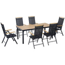 Set Tavolo e 6 Sedie da Giardino Pieghevoli in Texteline Nero