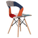 Set 4 Sedie 78x46x46 cm in Tessuto Patchwork da Interno Rosso e Arancione