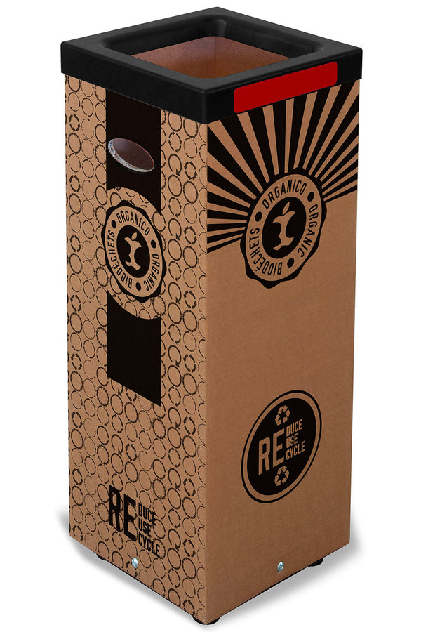 acquista Pattumiera Per Raccolta Rifiuti 38x38xh80 cm in Cartone Con Stampa Grafica Organico Beige