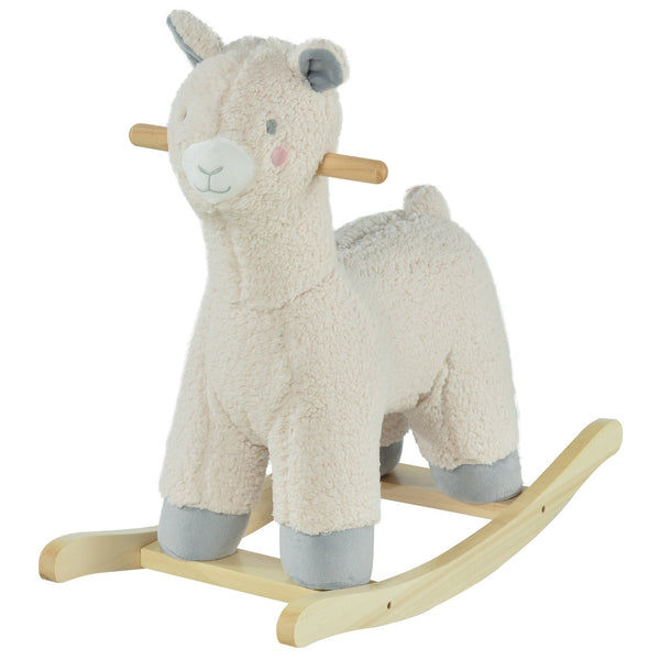 Cheval à bascule enfant en peluche bois et alpaga crème sconto