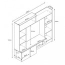 Parete Attrezzata Soggiorno Entry 180x28/40x165 h cm in Truciolare bilaminato Bianco