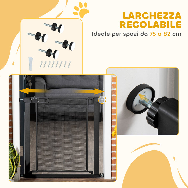 Cancellino per Cani Estensibile a Pressione 75-82x76 cm con Chiusura Automatica in Acciaio e ABS Nero      