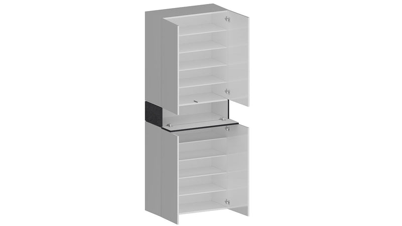 Armadio Scarpiera 4 Ante e 1 Ripiano a Ribalta 76x35x200 cm Savona 4A 1R Bianco Opaco/Grigio Ardesia  