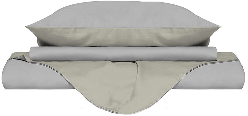 Copripiumino con Sacco e Federe Doubleface Grigio Chiaro\/Panna Varie Misure