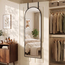 Specchio da Parete e Porta ad Arco 40x110 cm con Ganci e Cornice in Lega di Alluminio e Vetro Temperato Nero      
