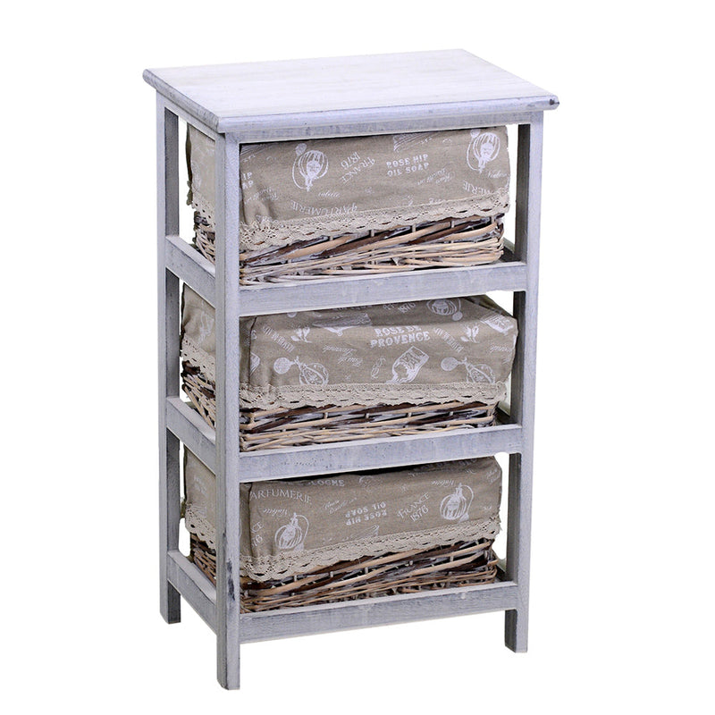 Cassettiera 3 Cassetti in Legno 40x28x66cm Federica