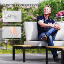 Set Salotto da Giardino Modulabile 2 Divanetti e 2 Tavolini in Metallo e Legno Composito Grigio Nero e Teak    