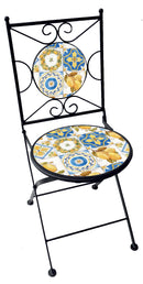 Sedia da Giardino Pieghevole in Ferro Battuto con Mosaico Soriani Tuscany Nera