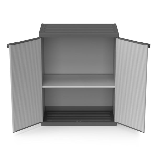 Armadio da Esterno 68x40x85 cm 2 Ante 2 Ripiani in Resina Grigio Seconda Scelta acquista