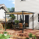 Gazebo Pergola da Giardino 300x300x227H cm con Tetto Retrattile e Fori di Drenaggio Beige e Nero   
