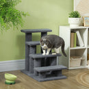 Scaletta per Gatti a 4 Gradini 61x41x60 cm con Rivestimento in Peluche Grigio  