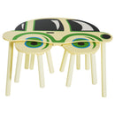 Set Macchinina con Tavolino e 2 Sgabelli per Bambini in Legno 76.5x58.5x46 cm 