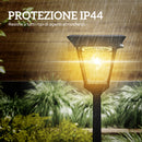 Lampione Solare da Giardino 26x24x220 cm Sensore PIR in Alluminio e Vetro Nero  