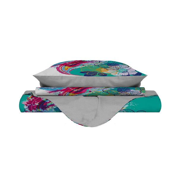 Housse de couette double avec impression sur le sac et taies d'oreiller Kio608 acquista