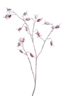Set 12 Rami Artificiali Rosa Canina Innevata 77 cm in Sintetico