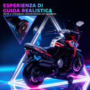 Moto Elettrica per Bambini 12V con Rotelle Specchietti e Poggiapiedi in PP e Metallo Rosso      