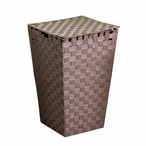 Panier à linge carré en polyester gris tourterelle 33x33xh53 cm sconto