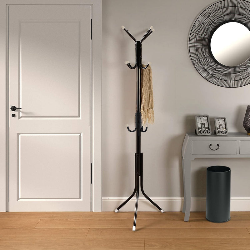 Appendiabiti da Terra H171 cm 11 Ganci in Metallo Nero