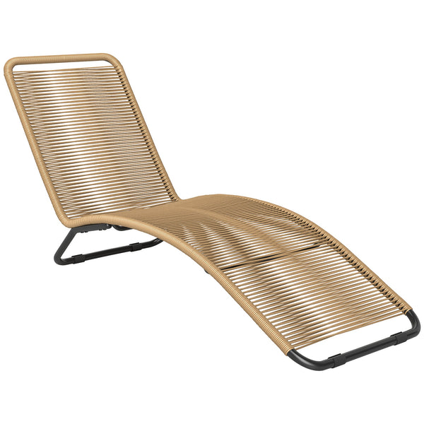 acquista Lettino Sdraio da Giardino a S 176x58x82 cm in Rattan PE e Acciaio Nero e color Legno
