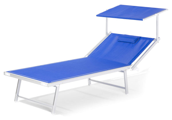 acquista Transat de Jardin 213x85x40 cm en Aluminium et Textilène Bleu