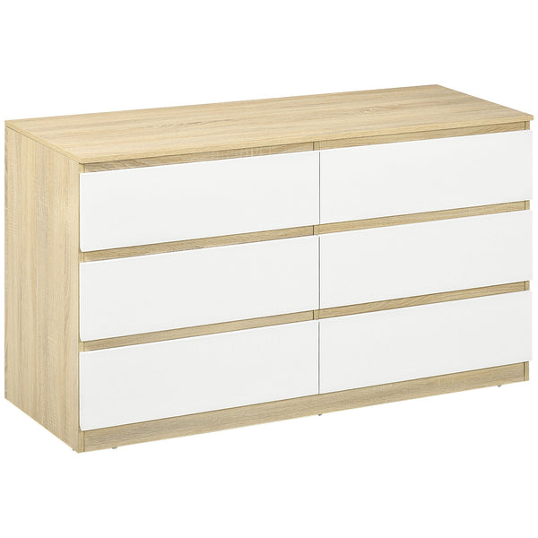 acquista Cassettiera 6 Cassetti 135x48x77 cm in Legno Bianco e Colore Legno