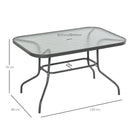 Tavolo da Giardino 120x80x70 cm in Metallo e Vetro Temperato Grigio