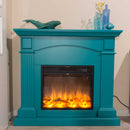 Camino Elettrico da Pavimento 113,7x102,2x28,2 cm Effetto Fiamma 1500W Sined Cetona Turchese