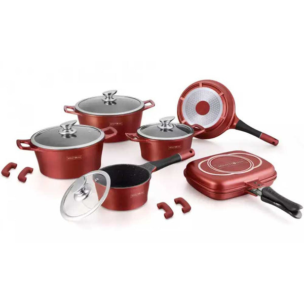 sconto Batteria di Pentole 15 Pezzi in Pietra Lavica Professionale Antiaderente Bergogna