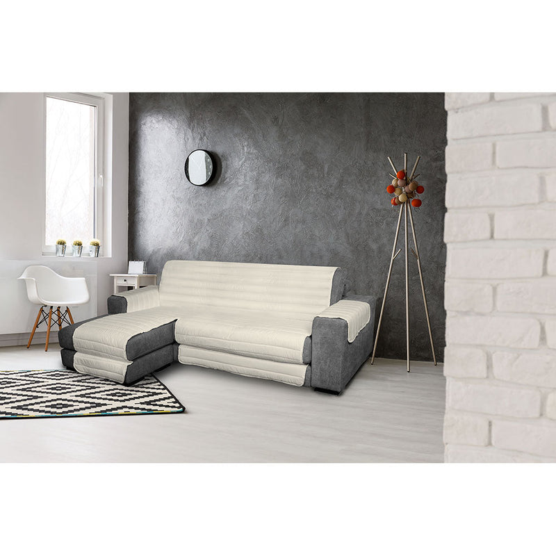 Copridivano Trapuntato in Microfibra con Penisola Sinistra Panna