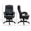 Sedia Poltrona da Ufficio Presidenziale Massaggiante 64x69x107-115 cm in Similpelle Nera