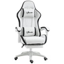 Sedia da Gaming con Schienale Reclinabile 65x65x121-129 cm in Finta Pelle PU Bianco e Nero  