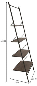 Mobiletto Scaletta Raw 65x41x180 cm in Ferro e MDF Marrone e Nero