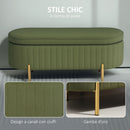 Panca Contenitore Ovale 108x44x43,5 cm da 72L in Tessuto Effetto Velluto Verde  
