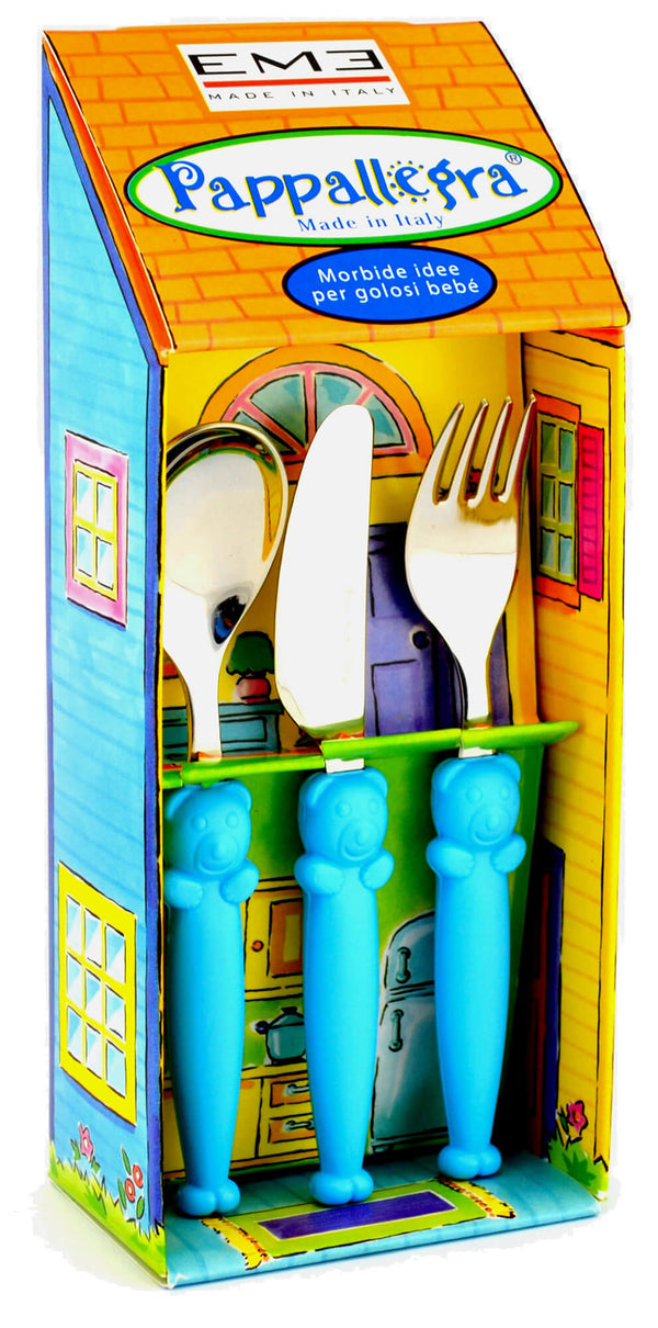 Couverts pour enfants en acier Eme Pappallegra bleu clair online