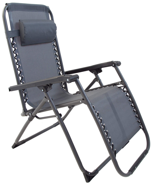 Chaise longue pliante inclinable Zero Gravity 188x65x110 cm en acier et textilène gris acquista