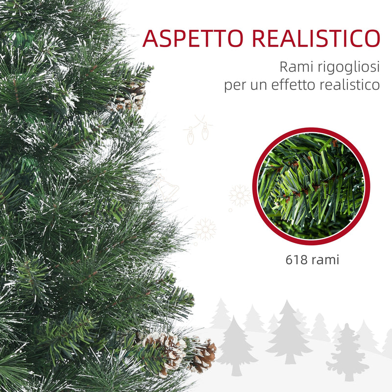 Albero di Natale Artificiale 180 cm 618 Rami con Pigne Verde