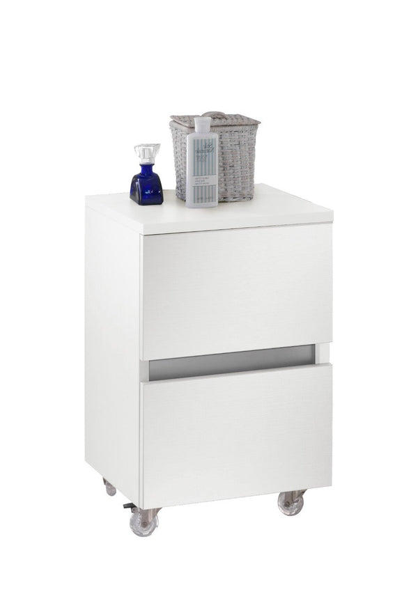 sconto Commode Mobile 2 Tiroirs Soft Close en Bois en Mélamine 50x38x57cm TFT Bali Blanc