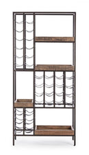 Mobile Cantinetta Portabottiglie 86x35x180 cm in Acciaio e Legno